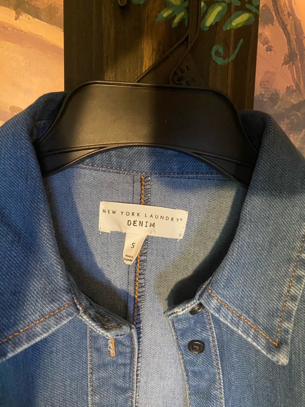 New York Laundry medium wash crop denim jacket raw hem - Picture 5 of 6
